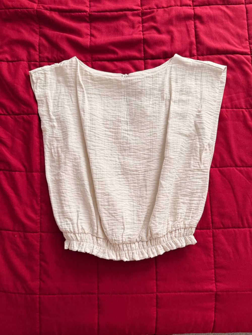 a new day Cream Short Sleeve Top with Elastic Hem